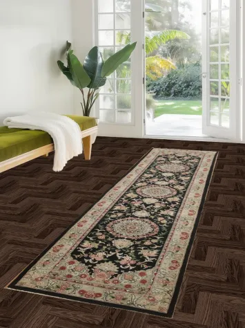 Intricate Floral Traditional Oriental Aubusson Runner Rug 3x10