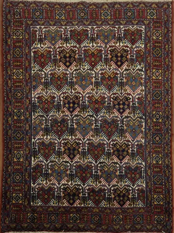 Vibrant Southwestern Persian Gharajeh Area Rug 4x6