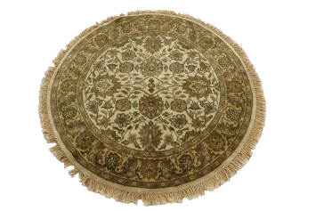 Luxurious Traditional Round Oriental Agra Area Rug 4x4