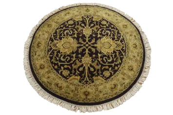 Traditional Round Oriental Agra Area Rug 4x4