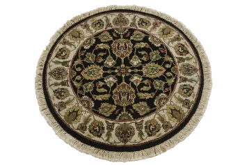 Traditional Oriental Round Agra Area Rug 3x3