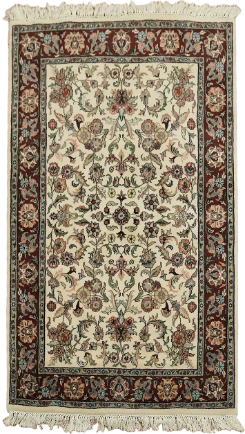 Elegant Floral Design Rug with Intricate Burgundy Border Detailing 4x6