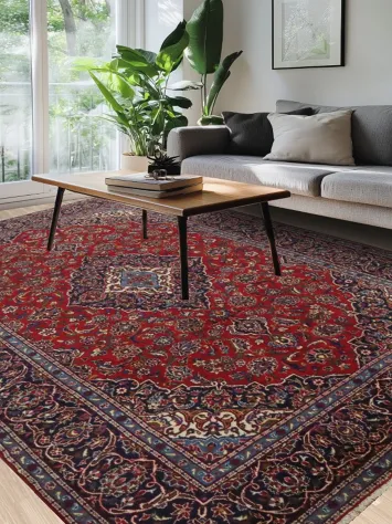 Handcrafted Red Mashad Persian Area Rug 8x11