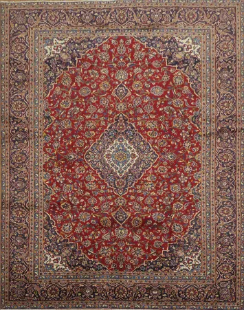 Traditional Floral Kashan Persian Area Rug 9x12