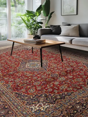 Traditional Floral Kashan Persian Area Rug 9x12