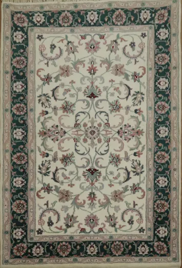 Classic Ivory Traditional Oriental Kashan Area Rug 4x6