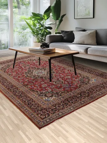 Intricate Medallion Mashad Persian Floral Area Rug 6x10