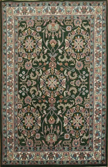 Green and Pink Traditional Kashan Rug Perfect for Living Rooms 4x6