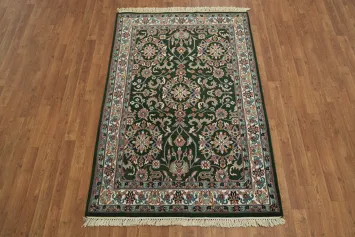 Green and Pink Traditional Kashan Rug Perfect for Living Rooms 4x6