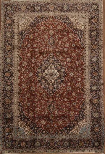 Traditional Patterned Mashad Persian Large Rug 10x14