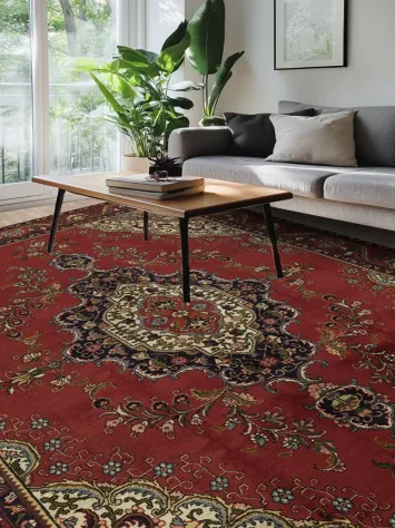 Elegant Vintage Red Tabriz Persian Area Rug 10x13