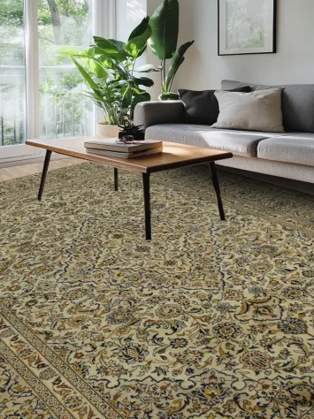 Intricate Floral Pattern Kashan Persian Area Rug 10x13