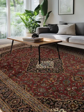 Elegant Red Kashan Persian Area Rug 9x14