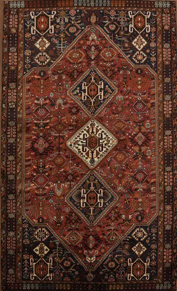 Classic Persian-Inspired Vegetable Dye Shiraz Persian Area Rug 6x9