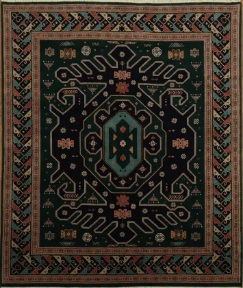 Intricately Designed Geometric Heriz Persian Area Rug 8x9