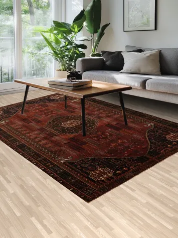 Majestic Heritage: Vegetable Dye Qashqai Persian Area Rug 6x9