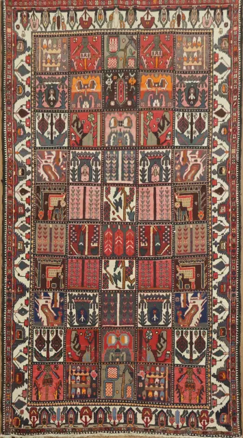 Unique Geometric Vegetable Dye Bakhtiari Persian Area Rug 5x10