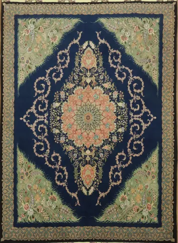 Luxurious FINE Navy Blue Vegetable Dye Tabriz Persian Area Rug 6x9