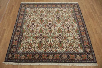 Elegant Floral Traditional Vegetable-Dye Bidjar Persian Area Rug 7x7