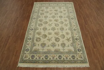 Elegant Floral Traditional Vegetable-Dye Tabriz Persian Area Rug 6x10