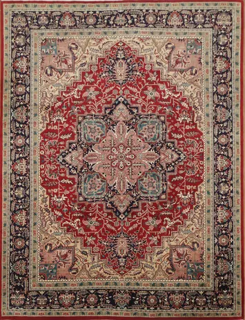 Luxurious Red Vegetable Dye Heriz Serapi Oriental Area Rug 9x12
