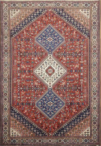 Elegant Vegetable-Dye Yalameh Persian Area Rug 7x10