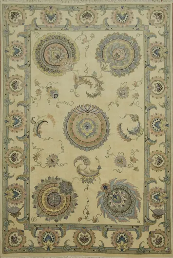 Elegant Floral Tabriz Persian Area Rug 7x10