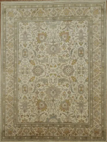 Elegant Floral Patterned Vegetable Dye Peshawar Oriental Area Rug 8x11