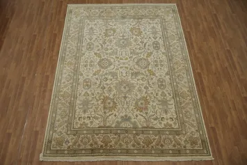 Elegant Floral Patterned Vegetable Dye Peshawar Oriental Area Rug 8x11