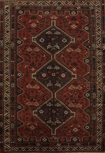 Elegant Vintage Red Qashqai Persian Area Rug 7x10