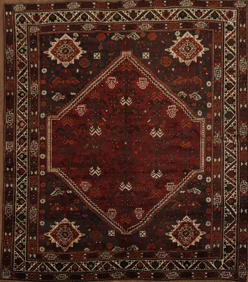 Vintage Tribal Qashqai Persian Area Rug 7x9