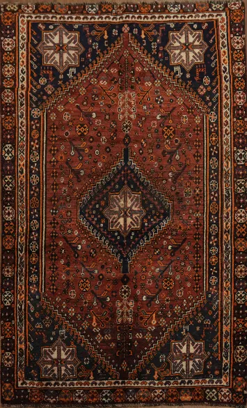 Traditional Traibal Qashqai Persian Rug 4x7