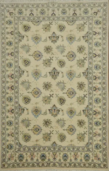 Intricate Floral Traditional Tabriz Persian Area Rug 6x10