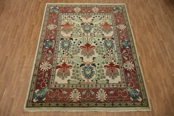 Exquisite Hand-Knotted Floral Art & Craft Oriental Area Rug 8x10