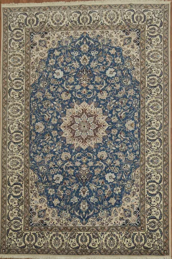 Intricate Blue Nain Persian Area Rug 7x11