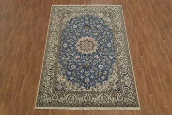 Intricate Blue Nain Persian Area Rug 7x11