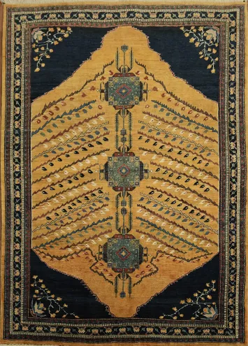 Elegantly Patterned Vegetable Dye Gabbeh Qashqai Persian Area Rug 6x8