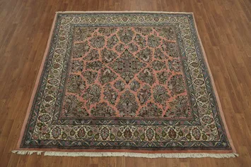 Luxurious Hand-knotted Sarouk Persian Area Rug 7x7