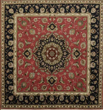Luxurious Red Fine Vegetables Dye Tabriz Persian Area Rug 7x7