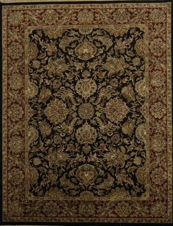 Luxurious Black Traditional Agra Oriental Area Rug 9x12