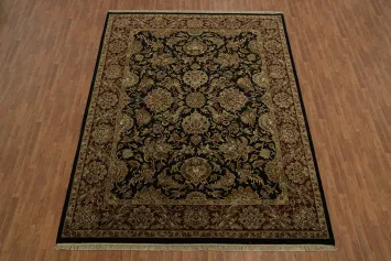 Luxurious Black Traditional Agra Oriental Area Rug 9x12