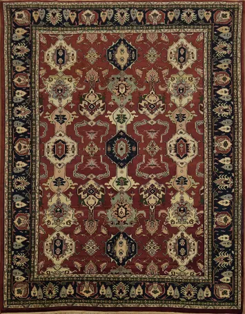 Luxurious Handcrafted Traditional Oriental Heriz Area Rug 9x12