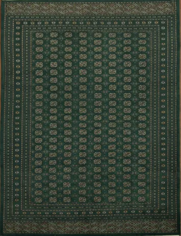 Exquisite Green Patterned Traditional Oriental Bokhara Area Rug 9x12