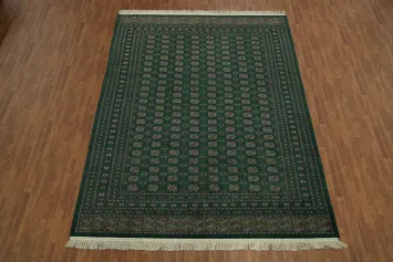Exquisite Green Patterned Traditional Oriental Bokhara Area Rug 9x12