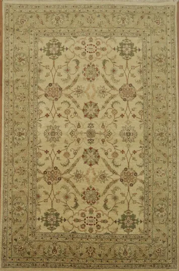 Elegant Floral Patterned Oushak Oriental Area Rug 6x9