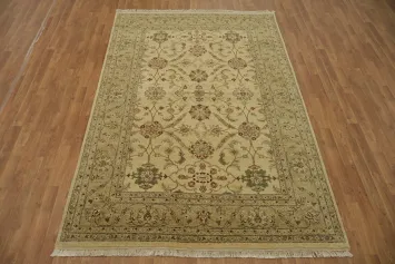 Elegant Floral Patterned Oushak Oriental Area Rug 6x9