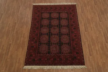 Traditional red and black patterned Balouch Afghan Rug 6x10