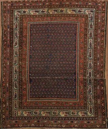 Vegetables Dye Old Antique Wool Persian Senneh Rug 5x6