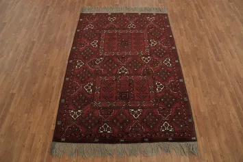 Richly Detailed Geometric Wool Balouch Rug 5x8