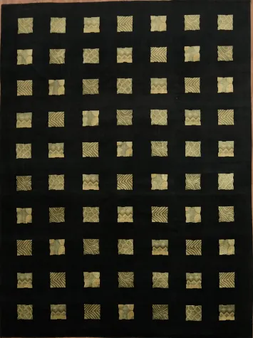 Black Nepalese  Area Rug Geometric Square Design 9x12